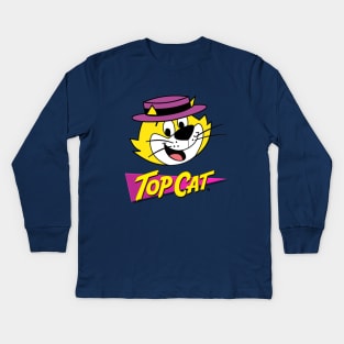 Top Cat  1960s  gang of low-life cats with their charismatic Leader, Top Cat Kids Long Sleeve T-Shirt